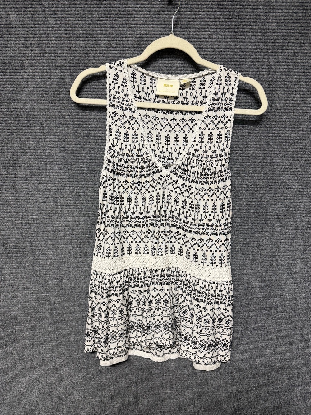 Maeve by Anthropologie Black & White Printed Sleeveless Cotton Top